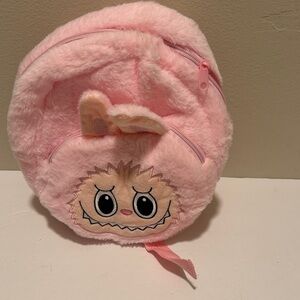 Labubu Inspired Fluffy Pink Backpack